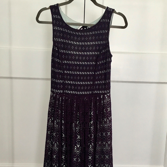 Anthropologie Crochet Dress XS Navy Mint - Picture 2 of 8